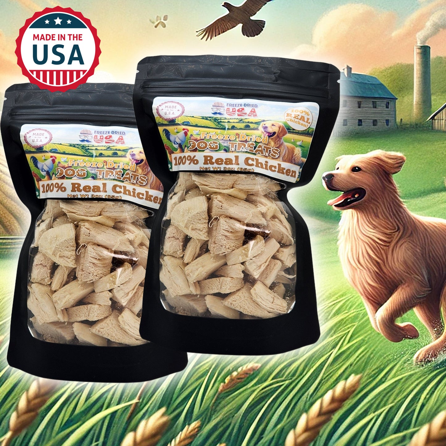 Freeze Dried Baked Chicken Breast Dog Treats - 100% Real Chicken