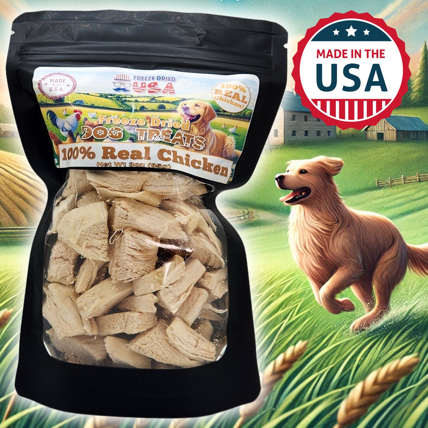 Freeze Dried Baked Chicken Breast Dog Treats - 100% Real Chicken