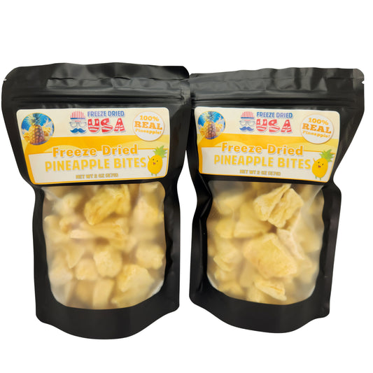 Freeze Dried Pineapple Bites - 100% Pure Pineapple, 2-Pack