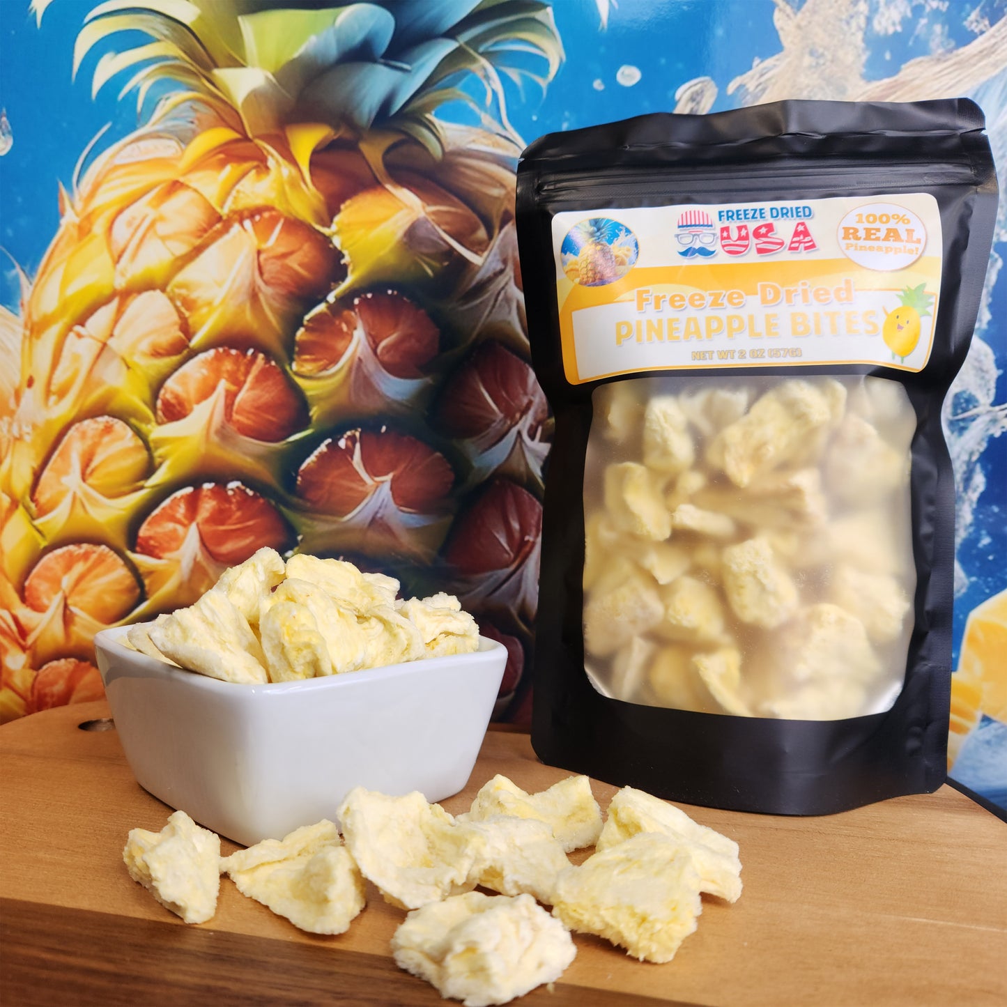 Freeze Dried Pineapple Bites - 100% Pure Pineapple, 2-Pack