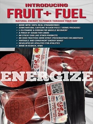 Fruit+ Fuel 100 Sport Energy Bites (4 pack) - Organic & Natural Crunchy Freeze Dried Snacks - Made with Real Strawberries & Natural Caffeine - Gluten Free, Vegan, Non-GMO (4 pack)