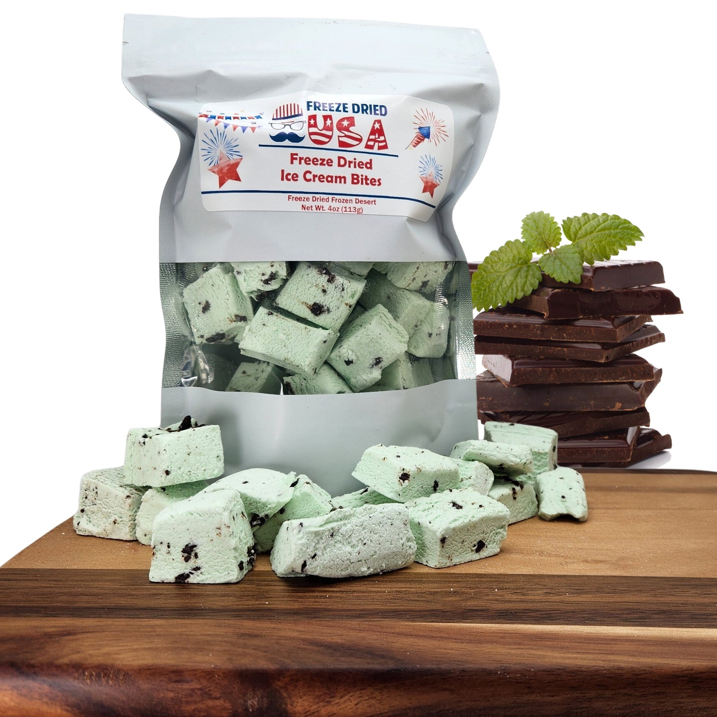 Freeze Dried Mint Chocolate Chip Ice Cream Bites