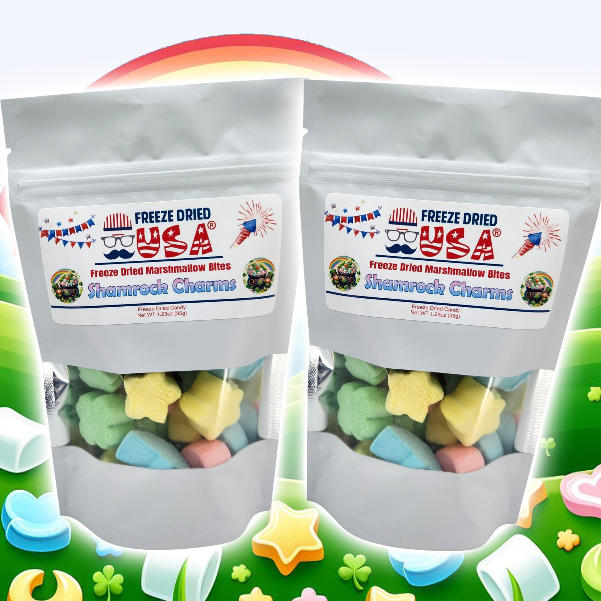 Shamrock Charms Freeze Dried Marshmallow Bites Two-Pack Saver