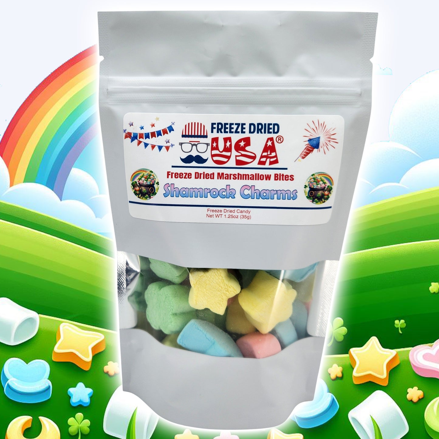 Shamrock Charms Freeze Dried Marshmallow Bites (2-Pack)